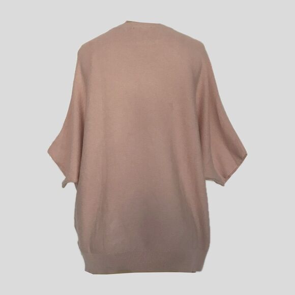 Quince Blush Pink Neutral Cotton Cashmere Short Sleeve Pullover Sweater M - Picture 3 of 6